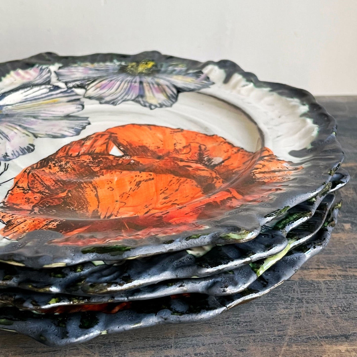 stack of flower plates