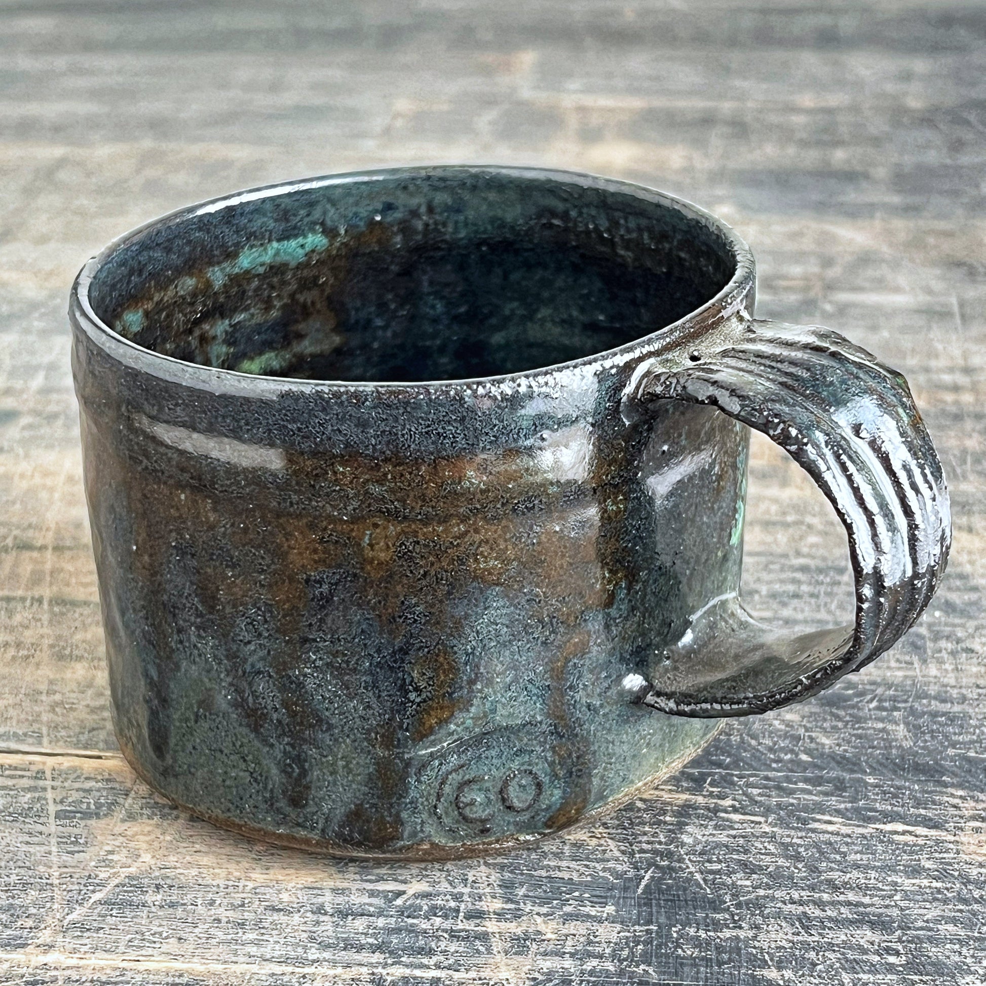 Handmade ceramic coffee cup black