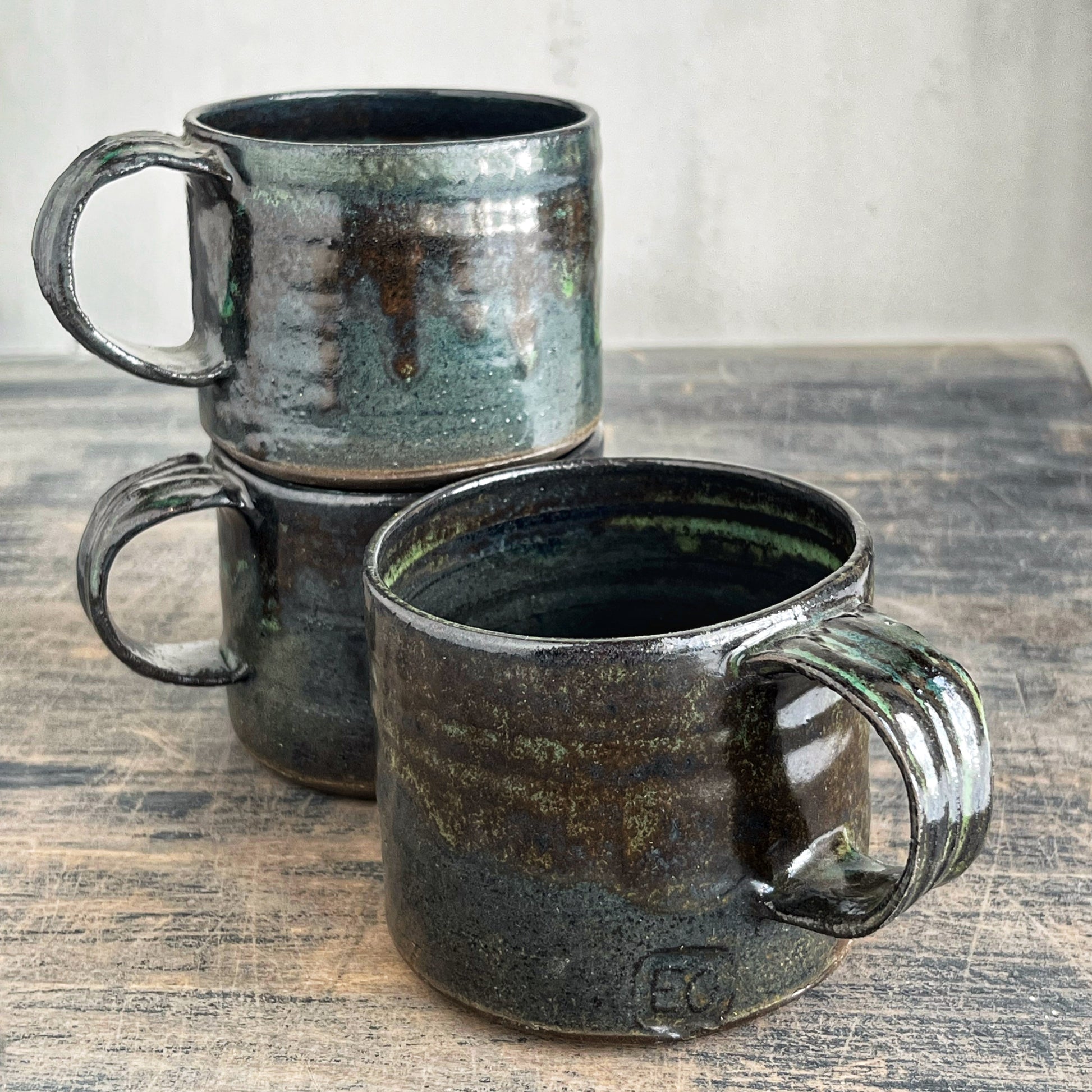 Handmade ceramic coffee cups black