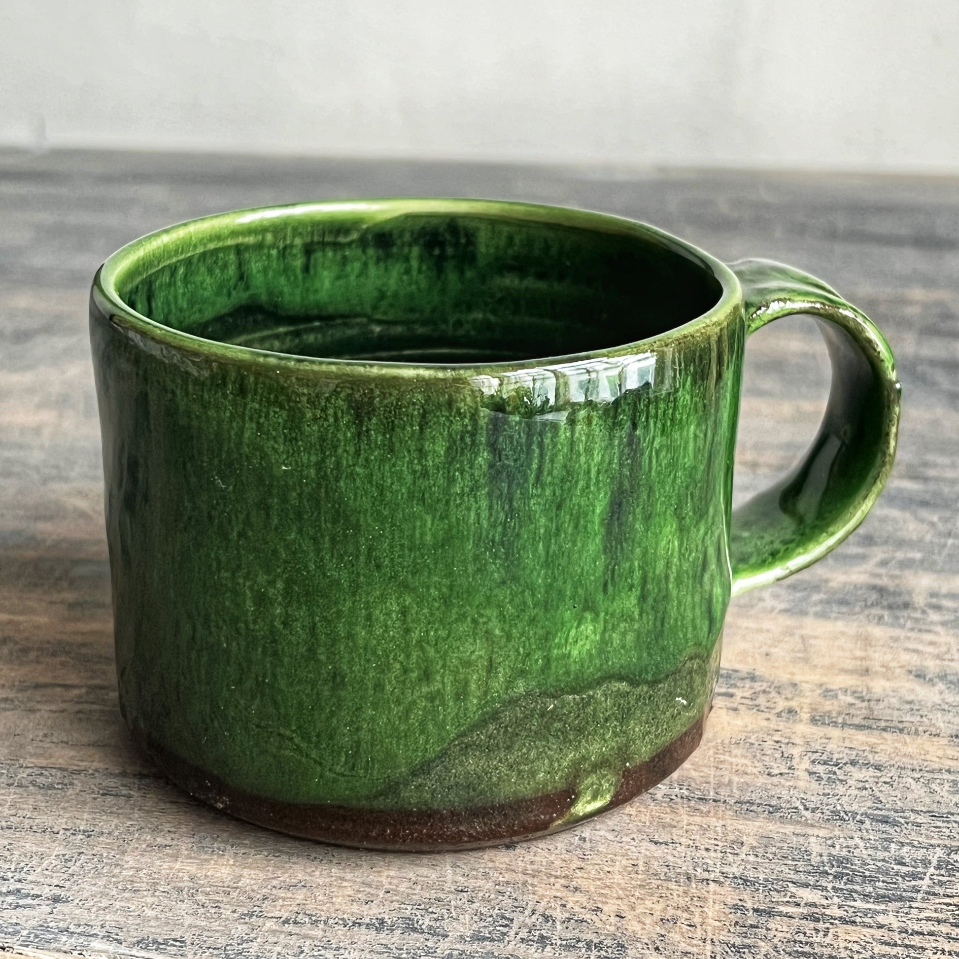 handmade ceramic coffee cup, green
