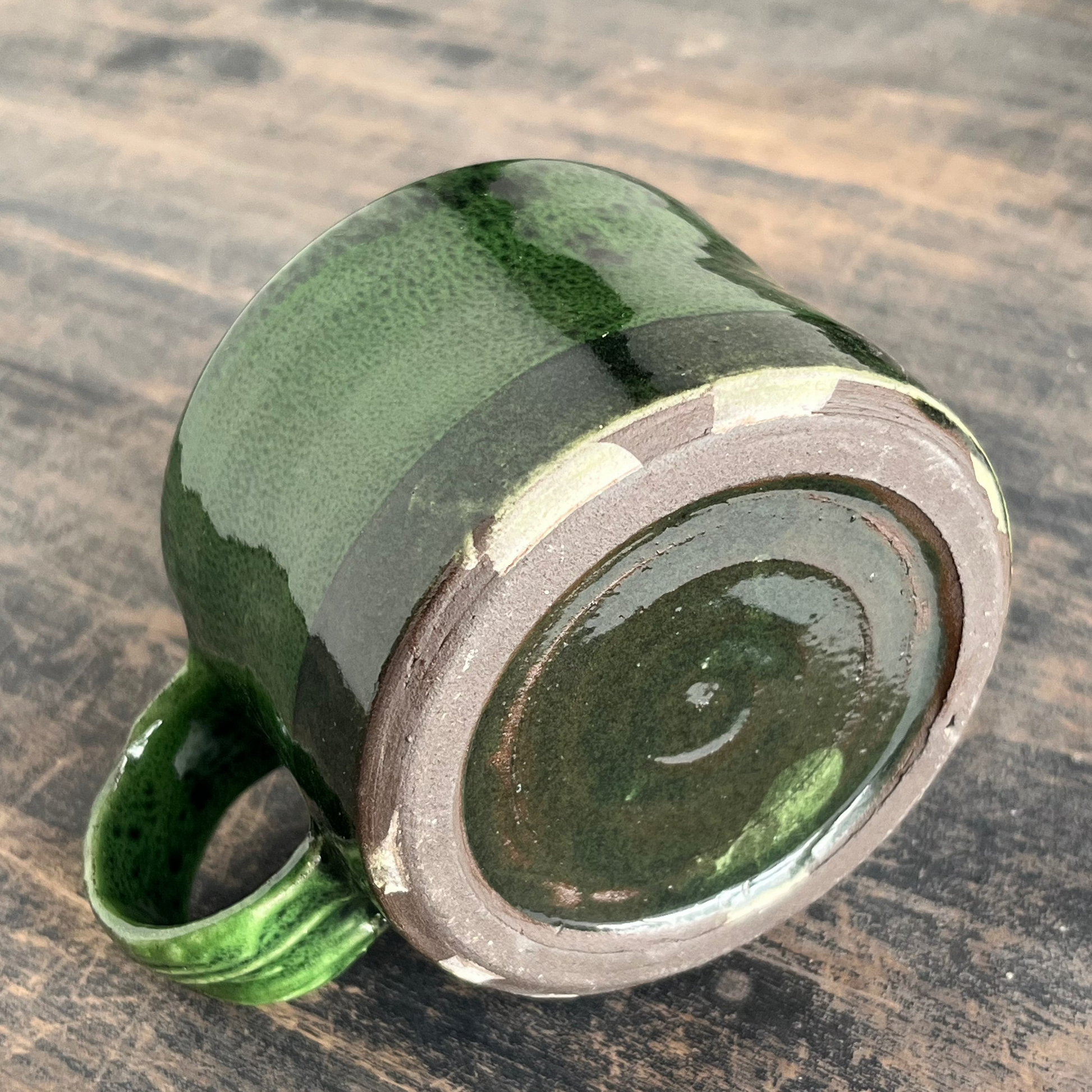 handmade green coffee cup detail bottom