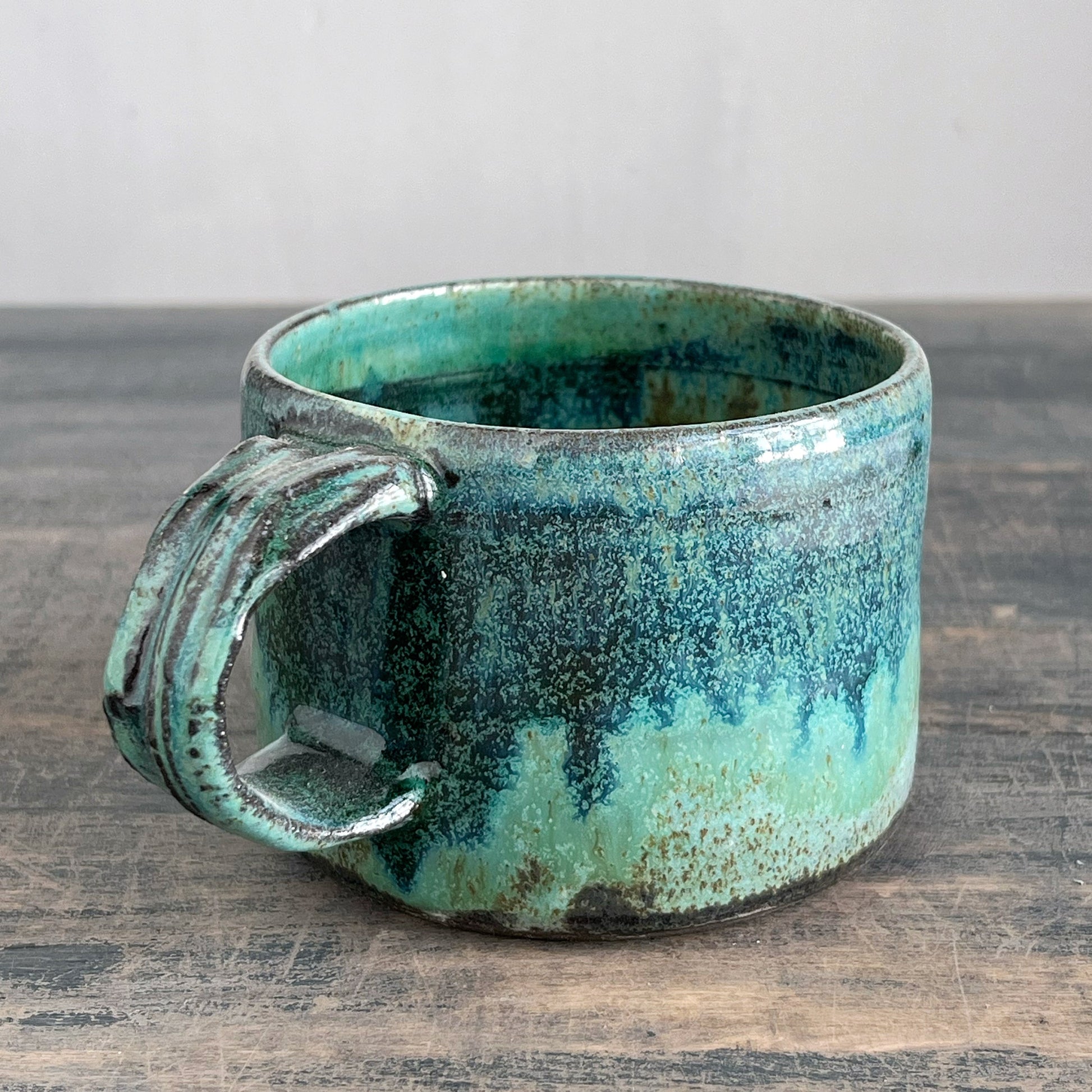 Handmade ceramic coffee cup turquoise 