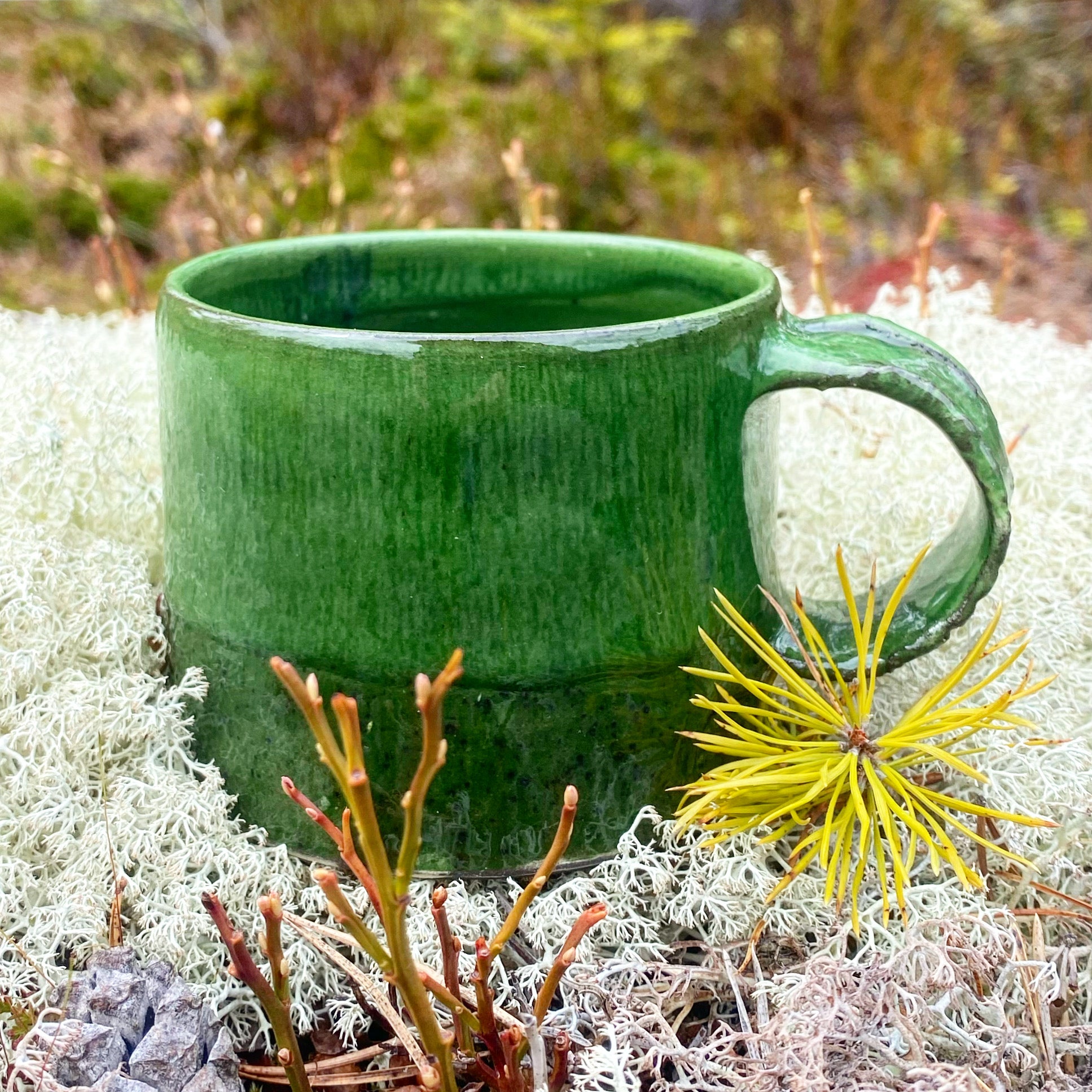 handmade ceramic coffee cup, green
