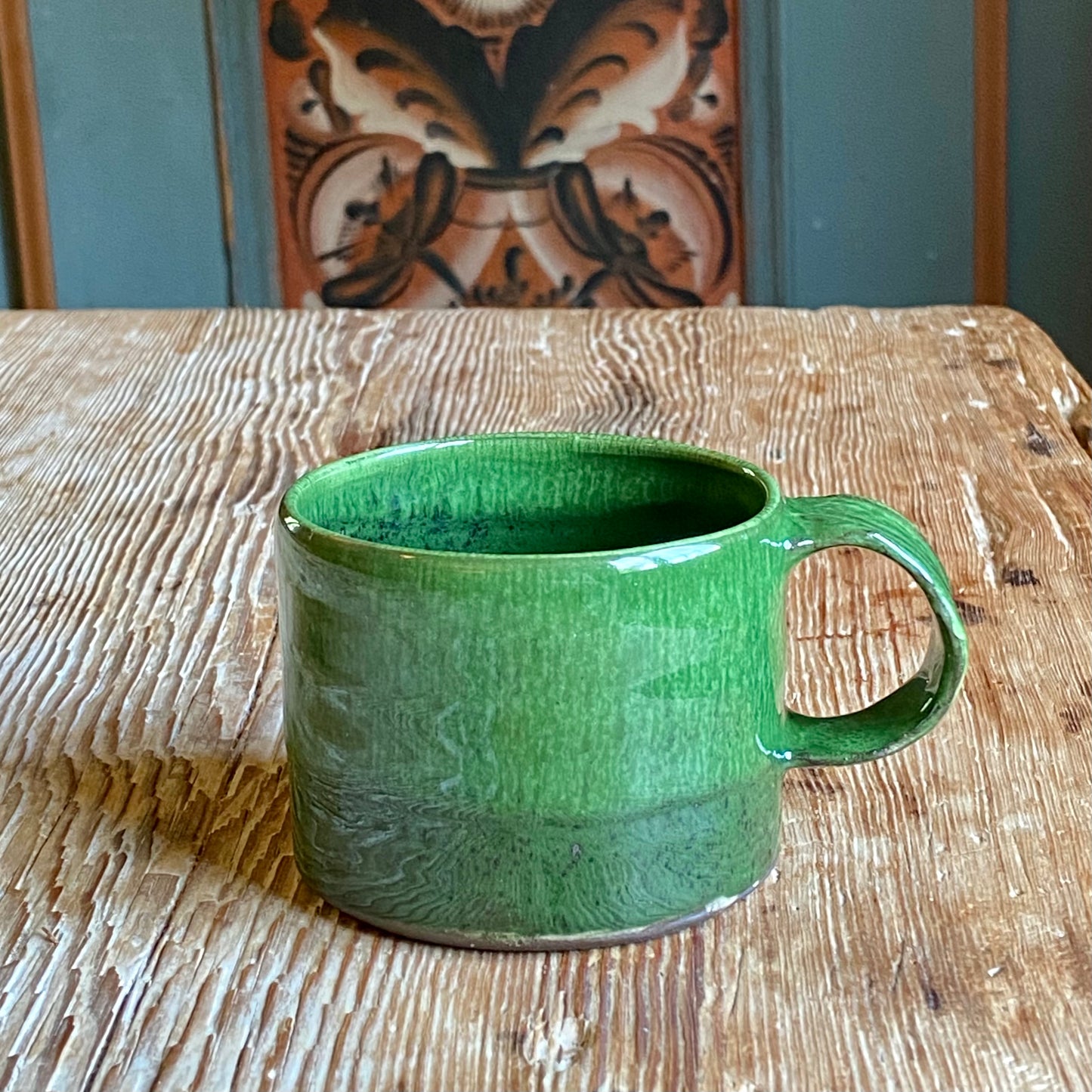 handmade ceramic cup, green